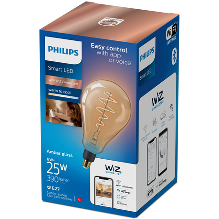 LED žárovka E27 PS160 6W = 25W Filament Amber SMART WiFi Philips WiZ