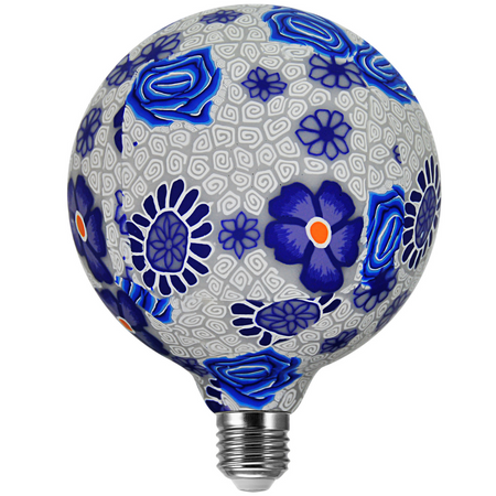 LED žárovka E27 G125 4W 1900K Teplá bílá 320° Filament GOLDLUX (Polux) Folk Blue Dekor.