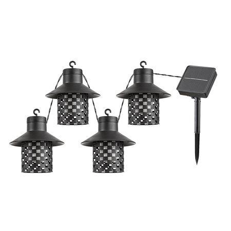 LED zahradní solární girlanda XIMPU 4x0.1W 2700K Heat IP44 se soumrakovým senzorem 4.8m dekorativní lucerna RABALUX