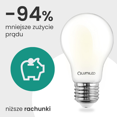 6x LED žárovka E27 A60 3,8W 840lm = 60W 2700K teplá bílá 360° vlákno energetická třída A SVÍTÍCÍ