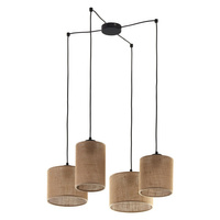 JUTA Závěsné stropní svítidlo Lustr černo-hnědý ekologický 4xE27 6585 TK Lighting