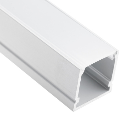 Povrchový Eloxovaný Hliníkový Profil pro LED KM38, Stříbrný 2m + Mléčná Krytka + Záslepky LUMILED