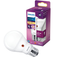 LED žárovka E27 A60 7.5W = 60W 806lm 2700K Teplá bílá 250° se soumrakovým senzorem PHILIPS