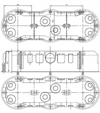 Trojitý elektrický box PK60 3x68 hluboký pro sádrokartonové desky Regips + šrouby PAWBOL
