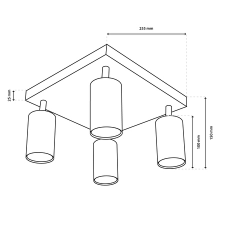Stropní svítidlo Plafond SPOT TUBA Reflektor Halogenové svítidlo 4x GU10 TABULA LUMILED