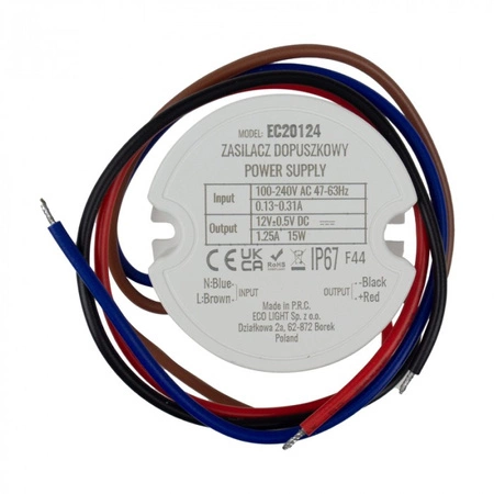 LED zdroj do boxu 1.25A 15W 12V IP67 ECOLIGHT