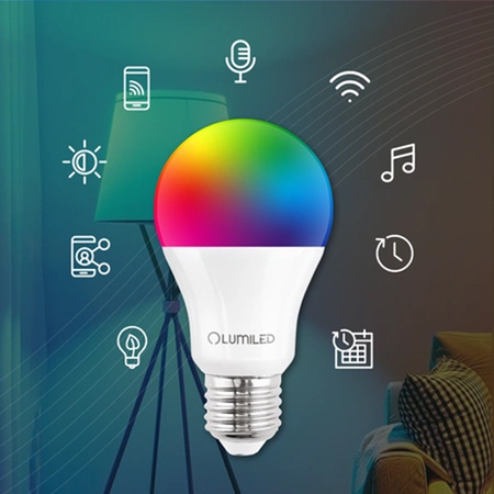 LED žárovka E27 A65 15W = 100W 1500m RGB CCT Stmívatelná Inteligentní TUYA WiFi SMART SAYO LUMILED