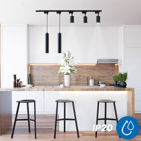 Sada osvětlovacích přípojnic 2m + 5x GU10 Bodové světlo černé LUMILED