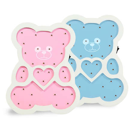 Dřevěná dekorativní noční lampa BEAR PINK LED hřejivá GOLDLUX (Polux) lampička pro děti