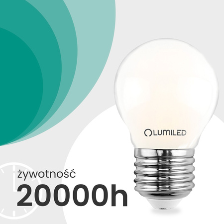 6x LED žárovka E27 kapka P45 2,2W 470lm = 40W 2700K teplá bílá 360° Filament energetická třída A LUMILED