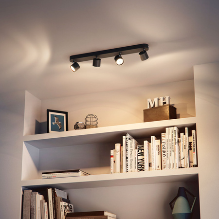 LED STAR stropní svítidlo 4x 4,5W 2700K stmívatelné reflektorové pohyblivé svítidlo černé PHILIPS