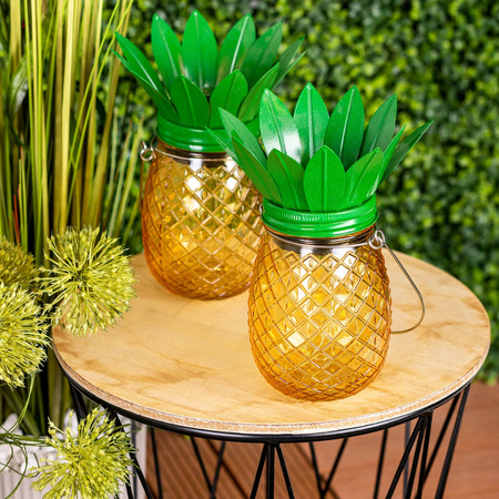 Zahradní lampa LED Solární lucerna Závěsná nádoba ANANAS Glass 3000K
