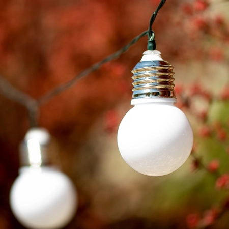 SOLÁRNÍ GARLAND zahradní DEKORATIVNÍ Světelný řetěz 3.8m 10 koulí MILKY 3000K