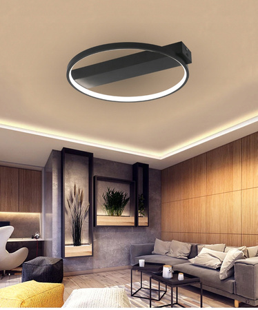 Kulaté stropní svítidlo PLAFON LED lustr 33W 3000K-6500K černá + dálkový ovladač