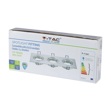 Stropní svítidlo zapuštěná montáž GU10 čtvercový hliník VT-784 V-TAC