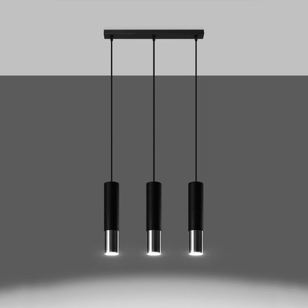 LOOPEZ 3L Závěsné stropní svítidlo 3xGU10 Elegant Black Chrome SOLLUX