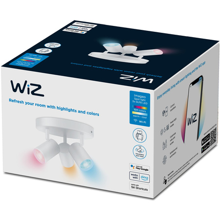 Stropní svítidlo LED SPOT 3x 5W WHITE + RGB SMART Round WiFi WiZ