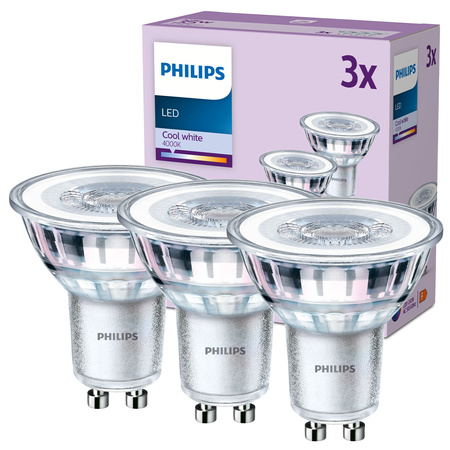 Sada 3x LED halogenová žárovka GU10 PAR16 3,5W = 35W 275lm 4000K Neutrál 36° PHILIPS