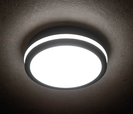 Plafond LED stropní svítidlo se senzorem pohybu Povrchová montáž 18W 1740lm CCT IP65 Grafitová BENO KANLUX