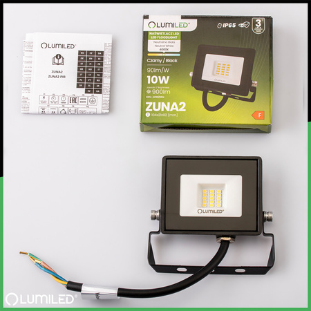 LED Reflektor 10W, 900lm 4000K IP65 Černá ZUNA2 LUMILED