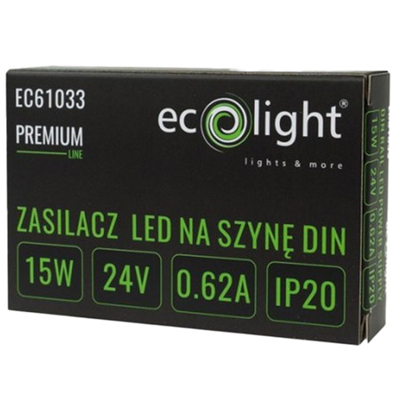 Ecolight Premium Line 15W 24V LED napájecí zdroj na DIN lištu