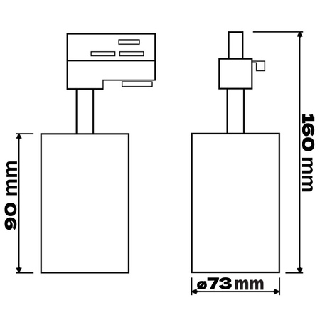 Sada osvětlovacích přípojnic 2m + 4x LED reflektor GU10 černá a zlatá lampa
