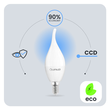 6x Žárovka LED E14, BA35 5W = 40W 470lm 4000K Neutrální bílá 180° LUMILED