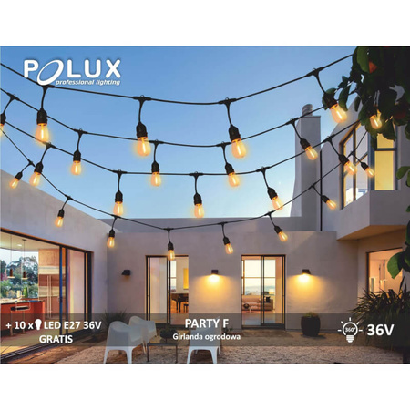 Dekorativní GARDEN GARLAND 5.6m 10xE27 Filament 6W GOLDLUX (Polux)