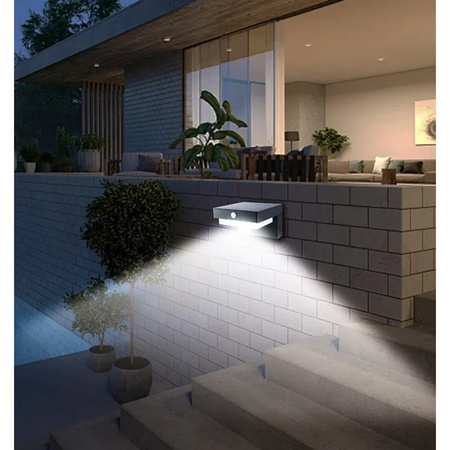 Venkovní solární nástěnná lampa LED 4000K neutrální bílá zahradní fasádní lampa se senzorem pohybu USB-C