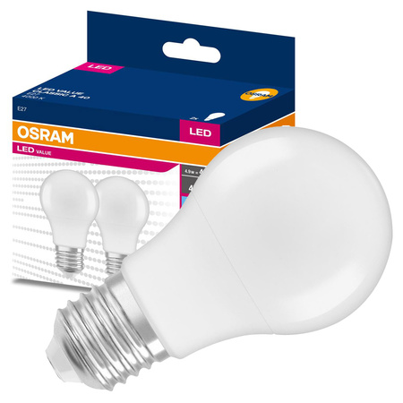 2x LED žárovka E27 A60 4.9W = 40W 470lm 4000K neutrální bílá 200° OSRAM HODNOTA