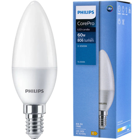 LED žárovka E14 SVÍČKA 7W = 60W 830lm 6500K Studená bílá PHILIPS