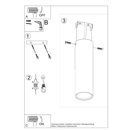 Svítidlo pro povrchovou montáž LAGOS GU10 Halogen Spot Tuba 20cm černá SOLLUX