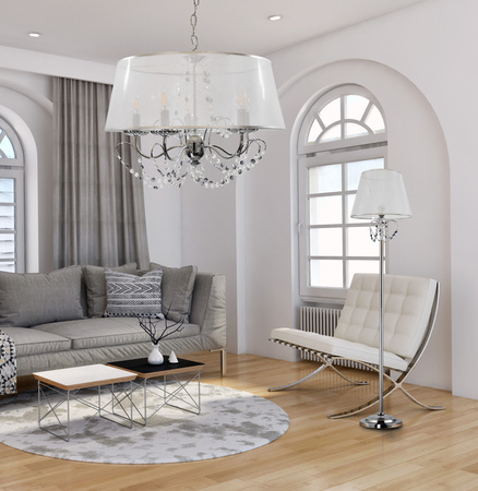 ABBAZIA Stropní závěsná lampa 5xE14 Bílá 120cm - GOLDLUX (Polux)