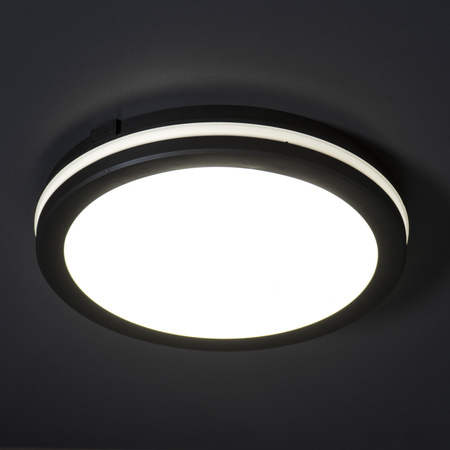Plafond LED pro povrchovou montáž 20W 1600lm CCT IP65 Round Black BENO KANLUX