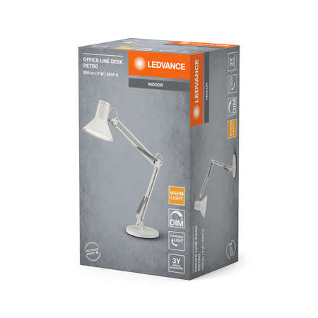 LED stolní lampa nastavitelná 9W 617lm 3000K teplá stmívatelná bílá kancelářská linka Ledvance