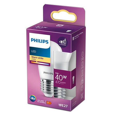 LED kulová žárovka E27 P45 4.9W = 40W 470lm 2700K Teplá bílá PHILIPS