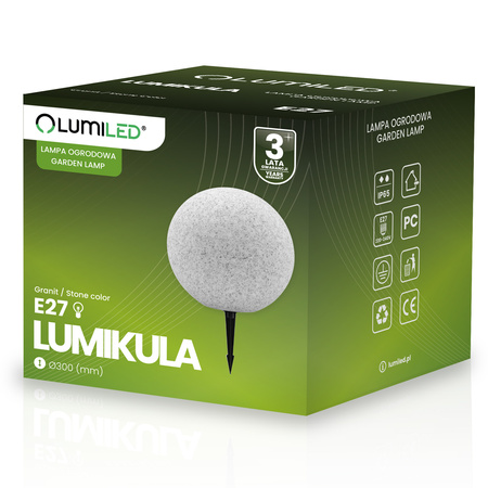 Venkovní lampa E27, KAMENNÁ KOULE LED IP65 30cm LUMILKULA LUMILED