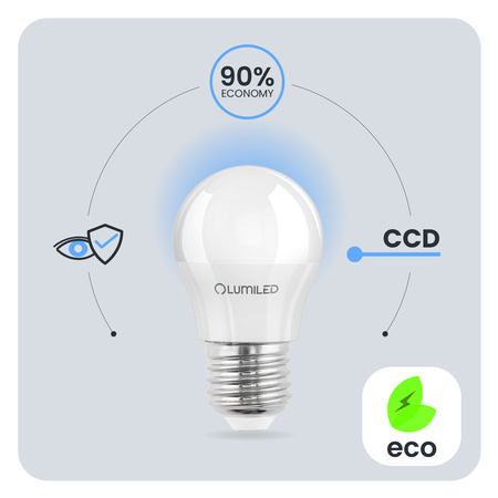 6x Žárovka LED E27, P40 10W = 75W 1055lm 6500K Studená bílá 180° LUMILED