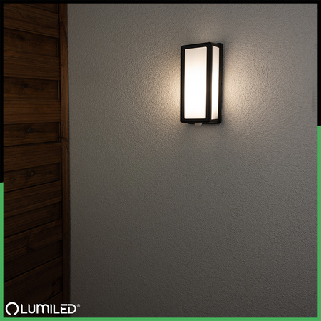 Zahradní nástěnná lampa snímač pohybu E27, obdélníková DOMLO LUMILED