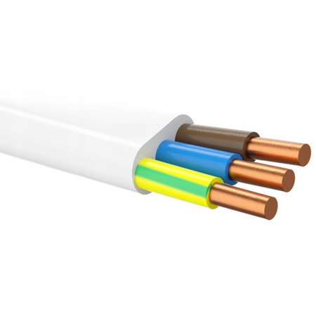 Kabel YDYp żo 450/750V 3x1mm Bílý 1m KABEL EL.