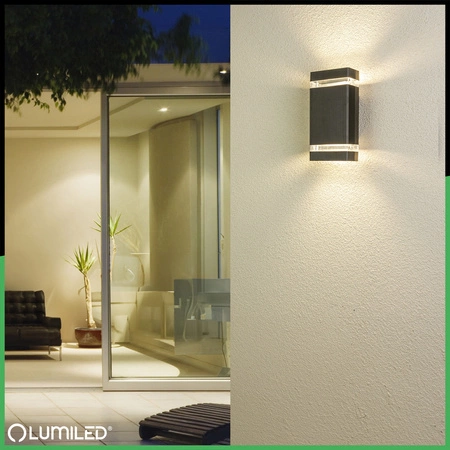 Zahradní nástěnná lampa nahoru a dolů, GU10 Černá hliník HEDERA LUMILED