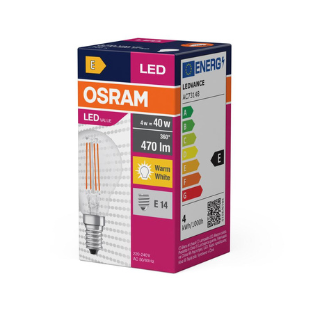E14 P45 LED žárovka 4W = 40W 470lm 2700K Teplá bílá 320° OSRAM Value Filament