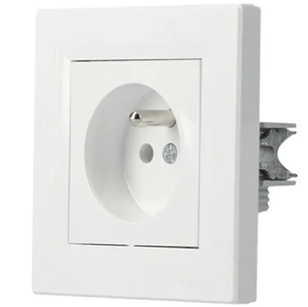 Jednoduchá zásuvka 2P+PE s rámem. Asfora pod omítku IP20