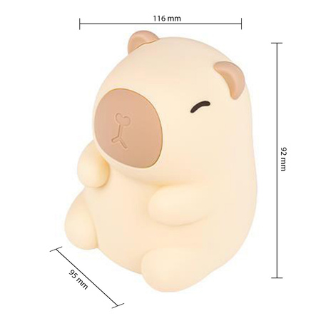 LED dětské dekorativní noční světlo Capybara 2,5W 18lm 3000K teplá bílá RGB 360° Brown Masterled