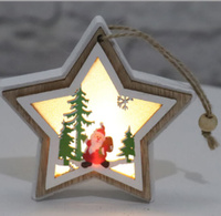 LED přívěsek hvězda 3xAG10 10CM 2700K Dřevo vánoční LVT