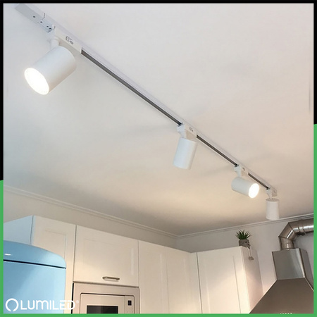 Sada osvětlovacích přípojnic 1m + 4x SAGI GU10 White LUMILED reflektor na přípojnici