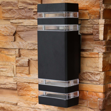 Zahradní nástěnná lampa 2x GU10, IP54 dvojitý nahoru a dolů Černá VELA II LUMILED