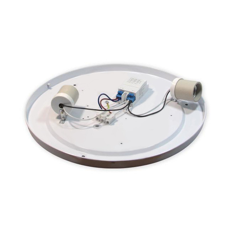 LED stropní svítidlo 2x E27 s mikrovlnným senzorem SOLEN. kulaté stříbrné