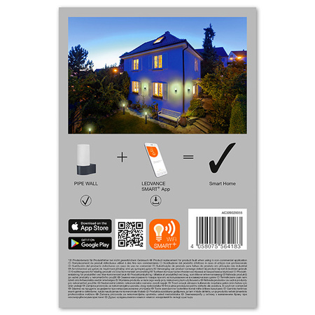 LED fasádní nástěnné svítidlo INTELLIGENT 10W 380 lm Teplá bílá barva světla + RGB SMART + WiFi PIPE WALL LEDVANCE