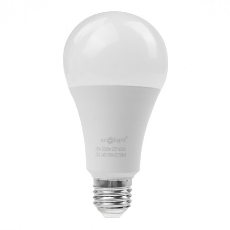LED žárovka A60 E27 20W 1800lm 4000K neutrální bílá Ecolight